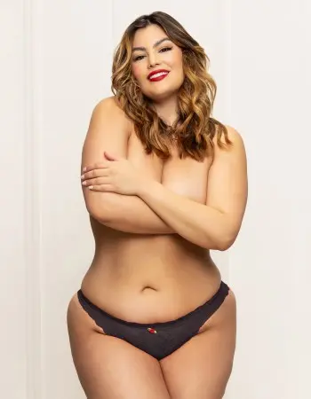Lace Panty With Heart Cut Out Back - 3x/4x - Black