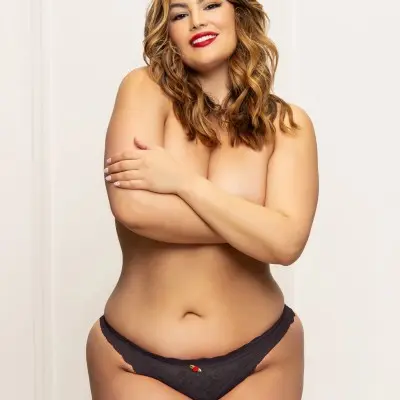Lace Panty With Heart Cut Out Back - 3x/4x - Black