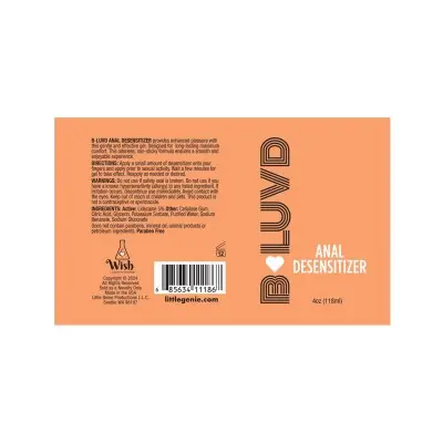 B-Luvd Anal Desensitizing Lubricant 4oz