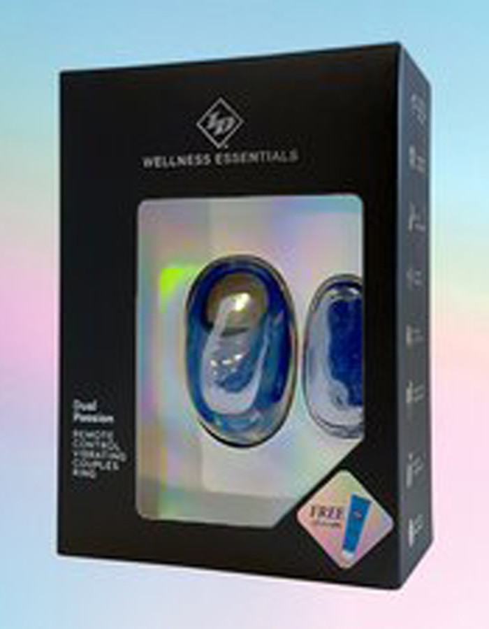 Dual Passion Remote Control Vibrating Couples Ring - Blue