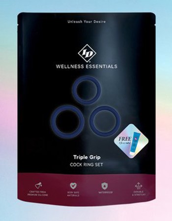 Tripple Grip Cock Ring Set - Blue