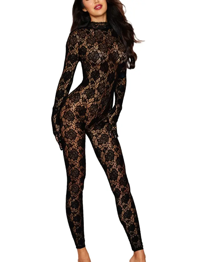 Gloved Bodystocking Dmnd - One Size - Black