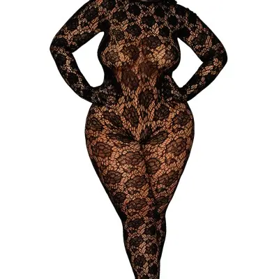 Gloved Bodystocking Dmnd - Queen Size - Black