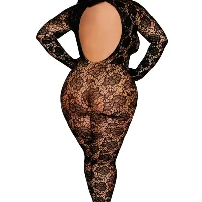 Gloved Bodystocking Dmnd - Queen Size - Black