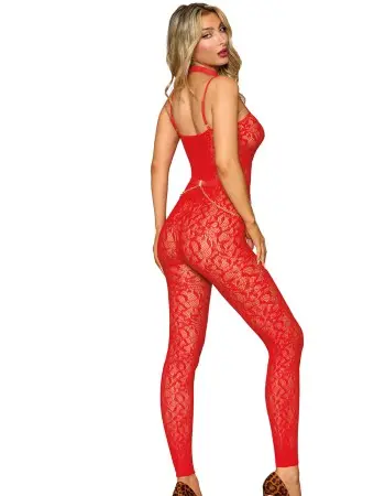 Bodystocking and Harness Dmnd - One Size - Red