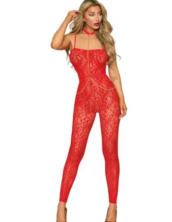 Bodystocking and Harness Dmnd - One Size - Red