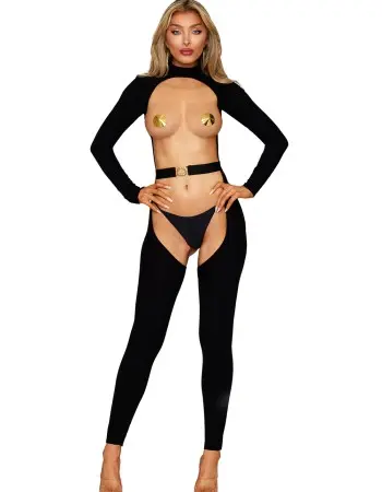 Bodystocking and Belt Dmnd - One Size - Black