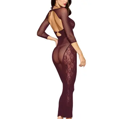Bodystocking Gown and Shrug Dmnd - One Size - Cherry Lacquer