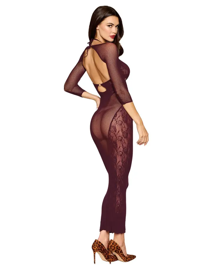 Bodystocking Gown and Shrug Dmnd - One Size - Cherry Lacquer