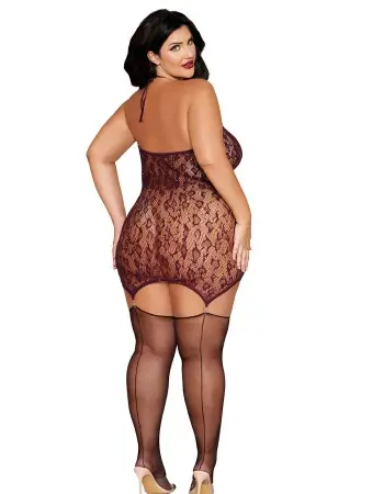 Garter Slip Dmnd - Queen Size - Cherry Lacquer