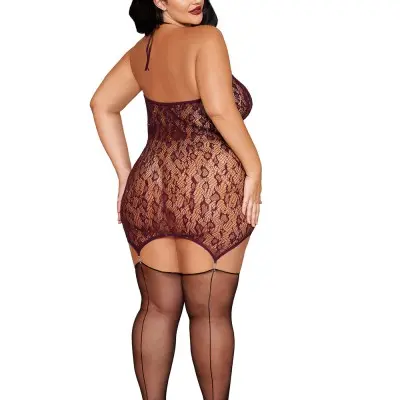 Garter Slip Dmnd - Queen Size - Cherry Lacquer