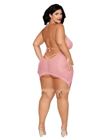 Garter Slip and G-String Dmnd - Queen Size - Petal Pink