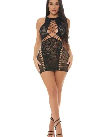 Money-Core Bodystocking Dress Black - Os