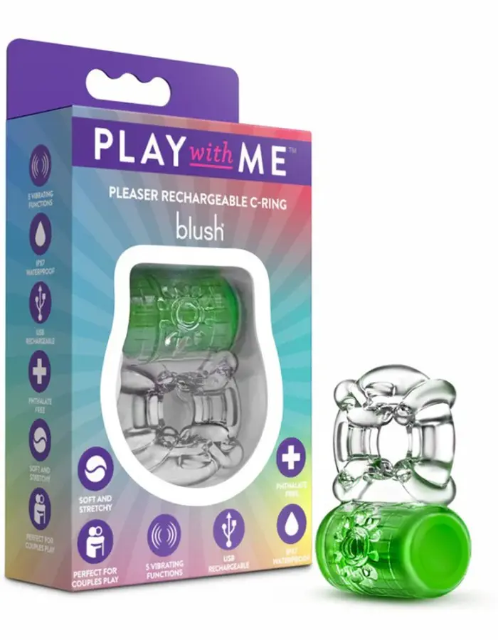 Play With Me Pleaser Rechargeable C-Ring Neon-Green