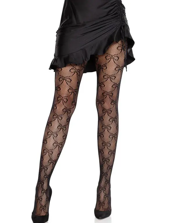 Bow Babe Net Tights O/s - Black