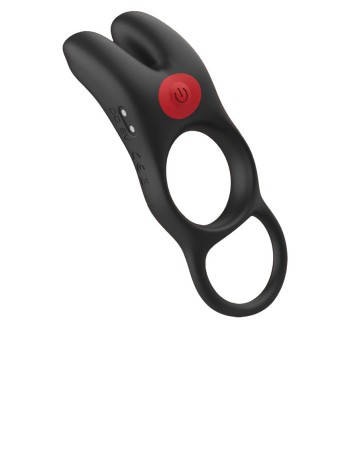 Red Dot Vibrating Cock Ring V1 With Remote - Black/red