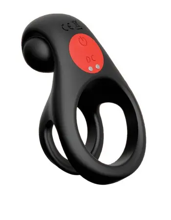 Red Dot Vibrating Cock Ring V2 With Remote - Black/red