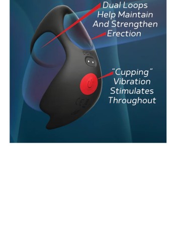 Red Dot Vibrating Cock Ring V3 With Remote - Black/red