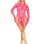 2 Pc Fishnet Garter Harness and Opaque Cut-Out Teddy O/s - Neon Pink
