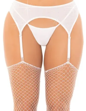 Rhinestone Garter Belt O/s - White