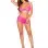 2 Pc Lace Bra Top and Keyhole Back Boyshorts O/s - Neon Pink