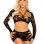 2 Pc Lace Cut-Out Bra Top, Attached Shrug, and Boy Shorts O/s - Black