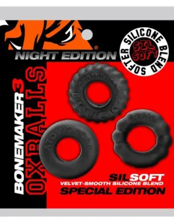 Bonemark 3-Pack Boner Cockring Kit - Black