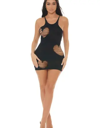Heart Rate Bodystocking Dress - Black - Os
