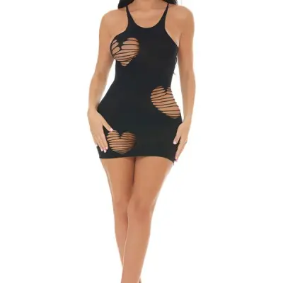 Heart Rate Bodystocking Dress - Black - Os