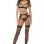 Twist Every Way Chain Bra, Garter and Crotchless G-String 3pc - Black - M/l