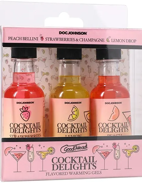 Goodhead Cocktail Delights Peach Bellini, Strawberries Champagne, and Lemon Drop 3 Pack 2 Oz.