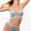 2pc French Cut Cage Panty and Matching Wired Cups Bralette -Os -Blue Flower