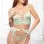 4pc Laced Demi Strappy Bustier, Garter Belt, Thong, Stockings - Os - Fresh Mint