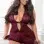 3pc Halter Laced Mini Dress, Thong and Garters - Qs - Italian Plum