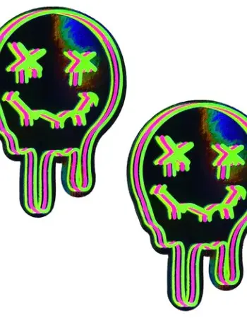 Super Uv Trippy Face Neon Nipple Cover Pasties