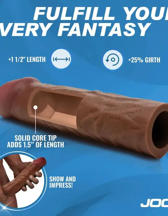 Jock 1.5" Silicone Penis Extension Sleeve - Dark