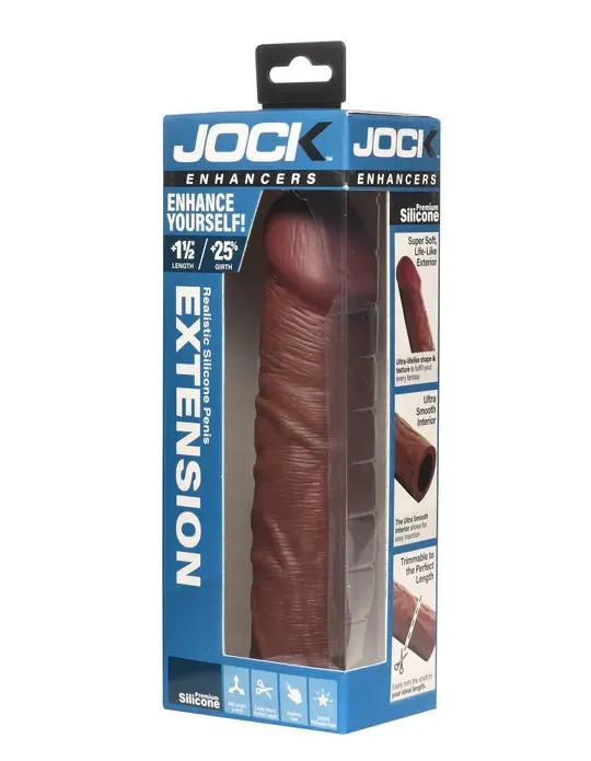 Jock 1.5" Silicone Penis Extension Sleeve - Dark