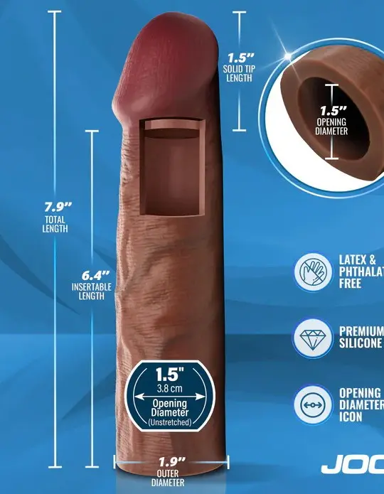 Jock 1.5" Silicone Penis Extension Sleeve - Dark