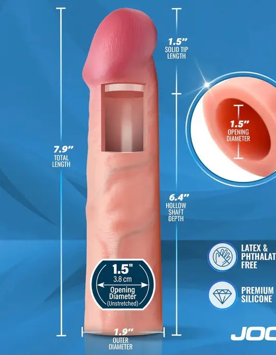 Jock 1.5" Silicone Penis Extension Sleeve - Light