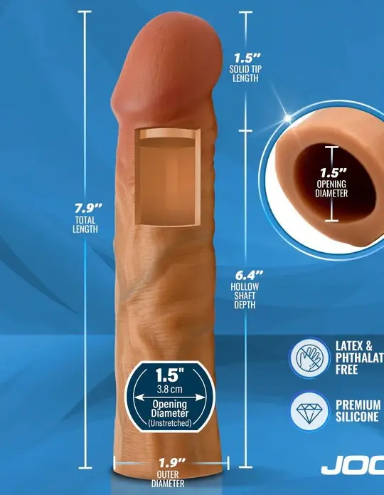 Jock 1.5" Silicone Penis Extension Sleeve - Medium