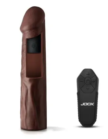 Jock Vibrating Penis Extension with Remote - Dark
