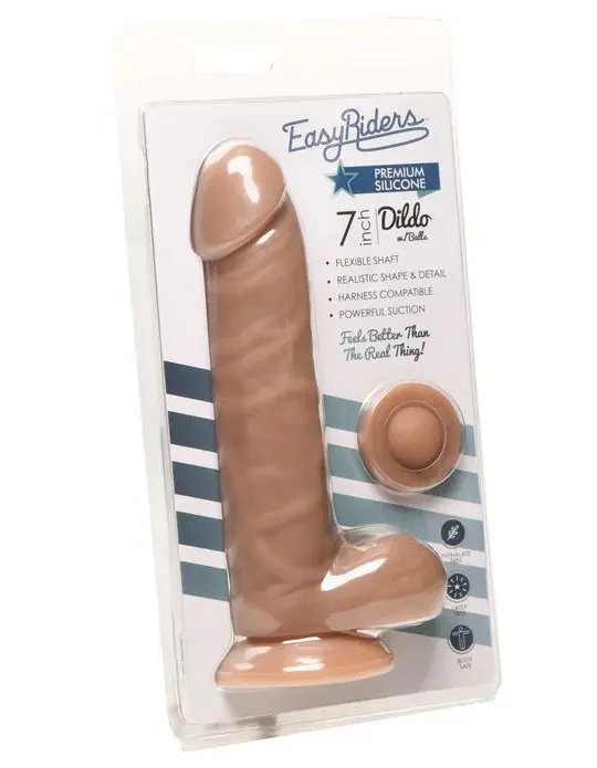 Easy Riders 7" Silicone Dildo With Balls - Medium