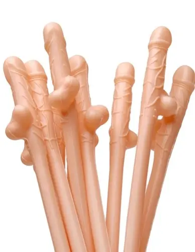 Penis Sipping Straws 10 Pack - Flesh
