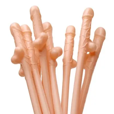 Penis Sipping Straws 10 Pack - Flesh