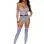 Floral Crochet Teddy and Matching Stockings with Vertical Stripes - Marina Blue - Os