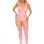 Floral Lace Teddy with Strappy Back Detail and Matching Stockings - Candy Pink - Qs