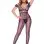 Crochet Net Footless Bodystocking with Cap Sleeves, Open Crotch - Midnight Blue - Os