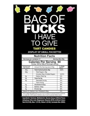 Bag of Fucks I Have to Give Display of 100 Count