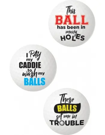 Balls Deep Funny Slogan Golf Balls Assorted Slogan 3pk