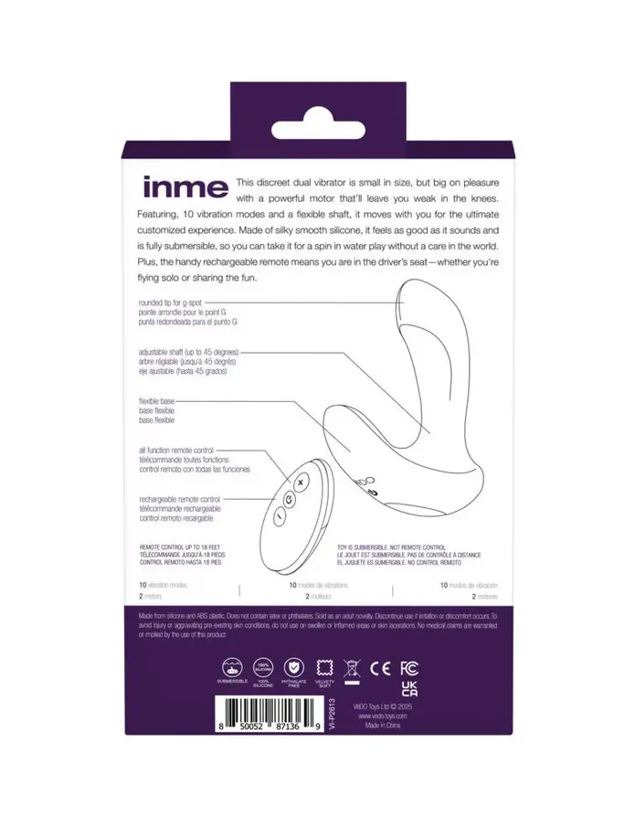 Inme Rechargeable Dual Vibe With Remote - Purple